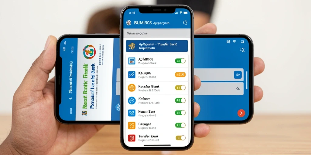 Tampilan antarmuka aplikasi BUMI303 untuk Transfer Bank.