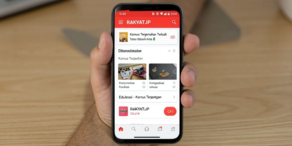Screenshot antarmuka RAKYATJP menampilkan fitur Kamus Terjemahan yang mudah digunakan.