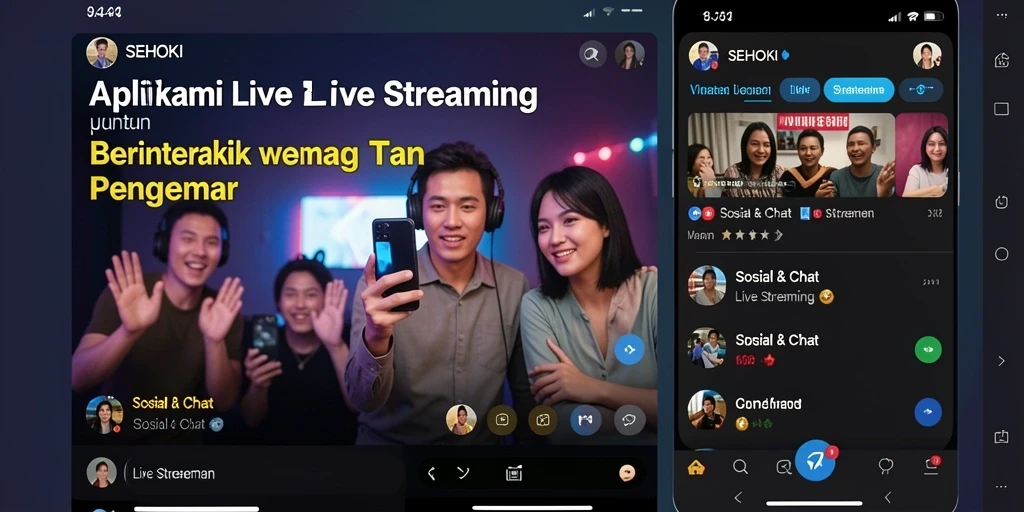 Tampilan antarmuka SEHOKI saat melakukan live streaming dengan berbagai fitur interaktif.