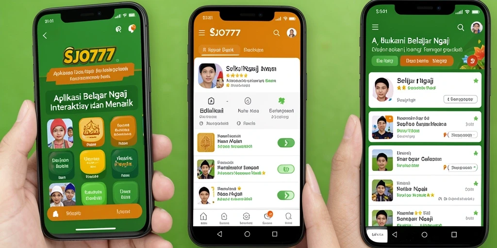 Screenshot utama antarmuka SJO777 yang menampilkan fungsi Belajar Ngaji.